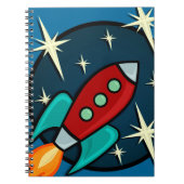 RETRO ROCKET-SCHIFFS-ILLUSTRATIONS-GEWUNDENES NOTIZBLOCK (Vorderseite)