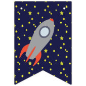 Retro Rocket Ship and Stars Happy Birthday Wimpelkette (Erste Fahne)