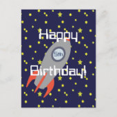 Retro Rocket Ship Happy Birthday Postkarte (Vorderseite)