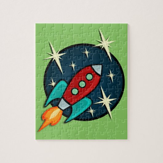RETRO ROCKET SHIP ILLUSTRATION JIGSAW PUZZLE (Vertikal)