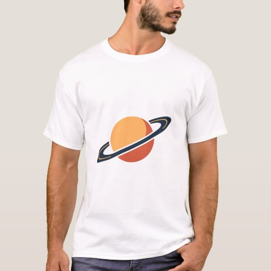 Retro Rocket Ship Orbiting Dark Planet - Outer Spa T-Shirt (Vorderseite)