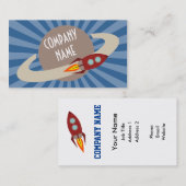 Retro Rocket u. Planet Visitenkarte (Vorne/Hinten)