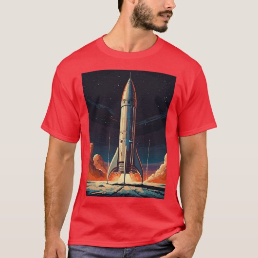 Retro Rocketeer Blast to the Past Space Exploratio T-Shirt (Vorderseite)