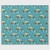 Retro Rockets Racers - Katzen ©studioxtin Geschenkpapier (Flach)