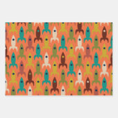 Retro Rockets Space Age Mitteljahrhundert Raketenm Geschenkpapier Set (Vorderseite 2)