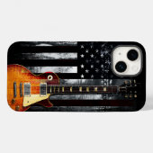 Retro Rock'n'Roll American Flag Guitar Case-Mate iPhone Hülle (Rückseite (Horizontal))