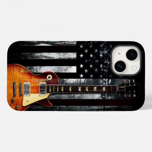 Retro Rock'n'Roll American Flag Guitar Case-Mate iPhone Hülle (Rückseite (Horizontal))
