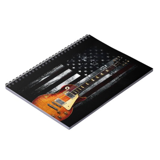 Retro Rock'n'Roll American Flag Guitar Notizblock (Linke Seite)
