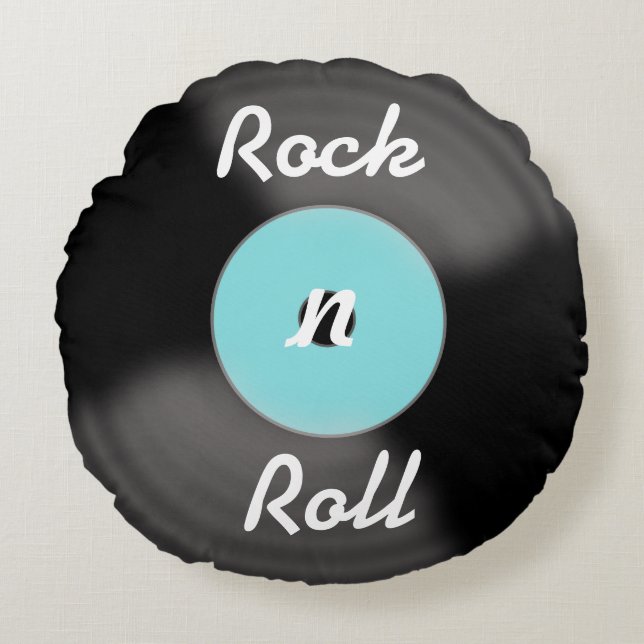 Retro Rock'n'Roll Record Throw-Kissen Rundes Kissen (Vorderseite)