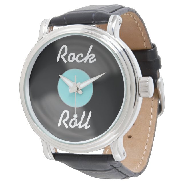 Retro Rock'n'Roll Record Watch-Geschenk Armbanduhr (Schrägansicht)