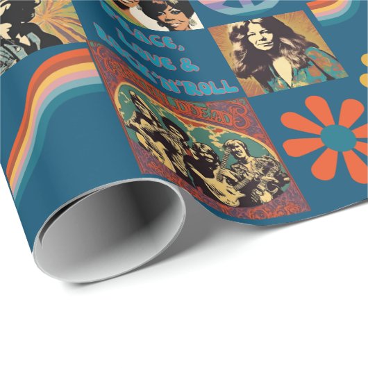 Retro-Rockstar-Poster der 60er Jahre Geschenkpapier (Rolleneckpunkt)