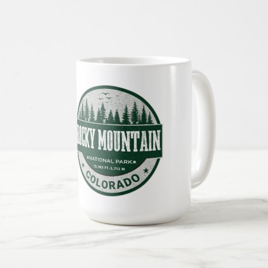 Retro Rocky Mountain National Park Colorado hiking Kaffeetasse (VorderseiteRechts)