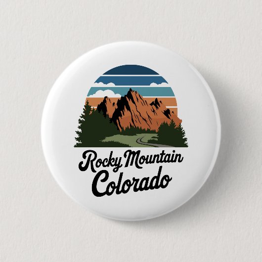 Retro Rocky Mountain Nationalpark Button (Vorderseite)