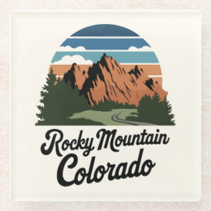 Retro Rocky Mountain Nationalpark Glasuntersetzer
