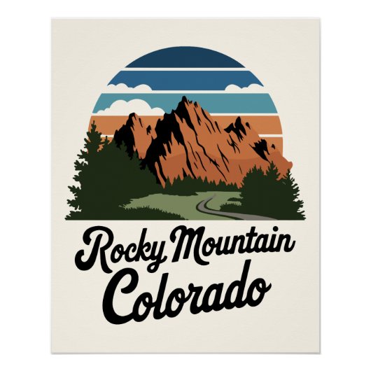 Retro Rocky Mountain Nationalpark Poster (Vorderseite)