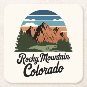 Retro Rocky Mountain Nationalpark Rechteckiger Pappuntersetzer
