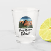 Retro Rocky Mountain Nationalpark Schnapsglas (Vorderseite)