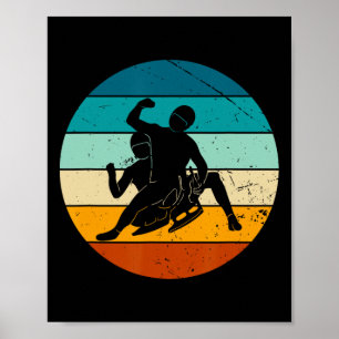 Retro Rodeln Wintersport Vintage Schnee Rodelrenne Poster