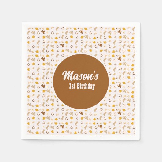 Retro Rodeo Cowgirl Cowboy Bohemisch Geburtstag Serviette (Vorderseite)