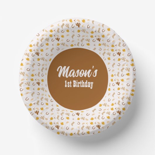 Retro Rodeo Cowgirl Cowboy Boho Birthday Pappteller (Vorderseite)