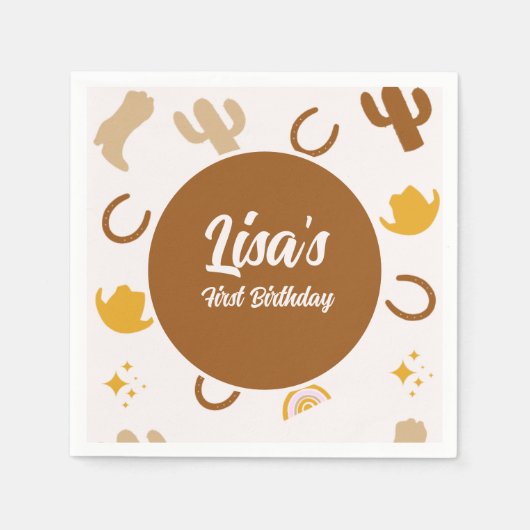 Retro Rodeo Cowgirl Cowboy Boho Birthday Serviette (Vorderseite)