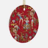 Retro Rodeo-Cowgirls-Weihnachtsbaum-Verzierung Keramik Ornament (Rechts)