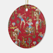 Retro Rodeo-Cowgirls-Weihnachtsbaum-Verzierung Keramik Ornament (Links)