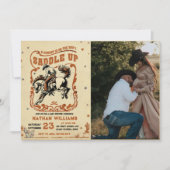 Retro Rodeo Western Cowboy Baby Dusche Foto Einladung (Vorderseite)