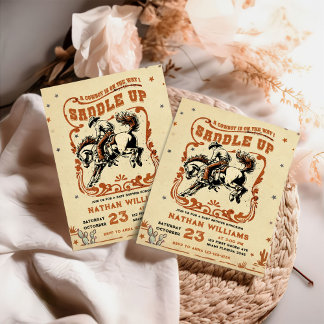 Retro Rodeo Western Cowboy Babydusche Einladung