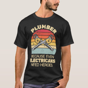 Retro-Rohr-Installateur, denn auch Elektriker brau T-Shirt