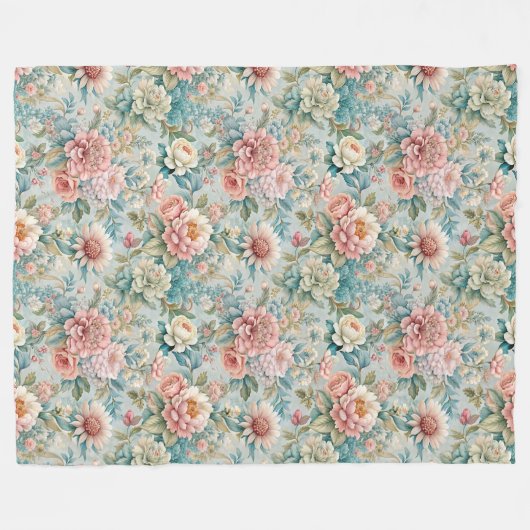 Retro Rokoko Blanket mit grässlichen Blume Fleecedecke (Vorderseite (Horizontal))