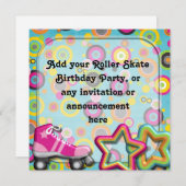 Retro Rollen-Skate-Geburtstags-Party Einladung (Vorne/Hinten)