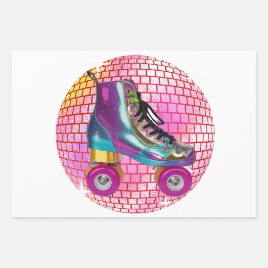 Retro Roller Disco Ball Wrapping Paper Sheets Geschenkpapier Set (Vorderseite 3)