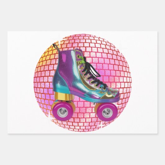 Retro Roller Disco Ball Wrapping Paper Sheets Geschenkpapier Set (Vorderseite 2)