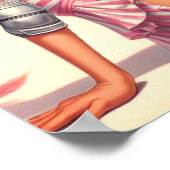 Retro Roller Girl Button Up Poster (Ecke)