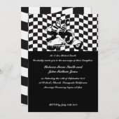 Retro-Roller Karo Hochzeitsfeiern 3.5x5 Einladung (Vorne/Hinten)