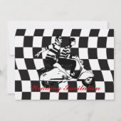 Retro-Roller Karo Hochzeitsfeiern 3.5x5 Einladung (Rückseite)