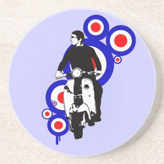 Retro Roller-Reiter auf Mod-Zielkunst Untersetzer (Vorne)