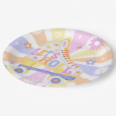 Retro Roller Rink Geburtstagsparty Pappteller (Schrägansicht)