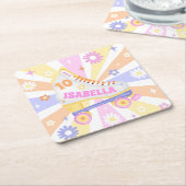 Retro Roller Rink Geburtstagsparty Rechteckiger Pappuntersetzer (angewinkelt)