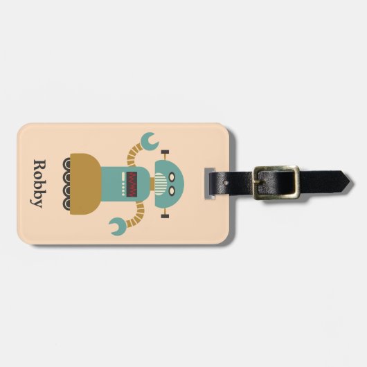 Retro Roller Robot Personalisierte Gepäckmarke Gepäckanhänger (Vorderseite horizontal)