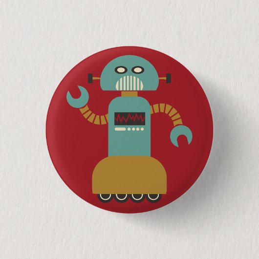 Retro-Roller-Roboter-Flair-Button Button (Vorderseite)