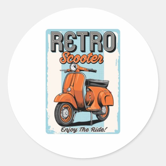 Retro Roller Runder Aufkleber (Vorderseite)