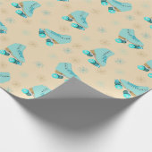 Retro Roller Skate Aquamarin und Tan Gemustert Geschenkpapier (Ecke)