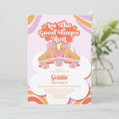 Retro Roller Skate Birthday Girl ließ Rolle Einladung (Stehend Vorderseite)