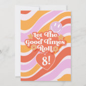 Retro Roller Skate Birthday Girl ließ Rolle Einladung (Rückseite)