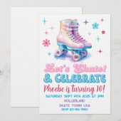Retro Roller Skate Custom Birthday Invitation Einladung (Vorne/Hinten)