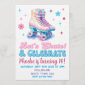Retro Roller Skate Custom Birthday Invitation Einladung (Vorderseite)