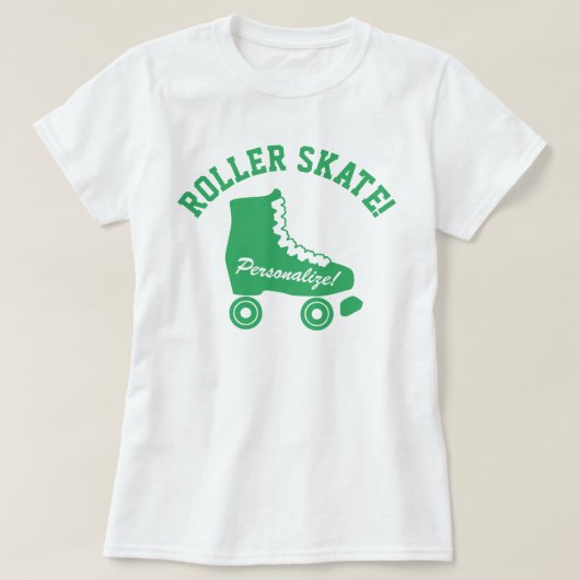 Retro Roller Skate Graphic Green T-Shirt (Design vorne)