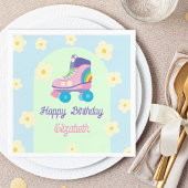 Retro Roller Skate Happy Birthday Daisy Serviette